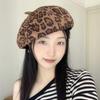 Women's Hat Retro Leopard Print Beret Big Head Hat Hot Girl Forward Fashion Painter Easiest for Match Octagonal Hat