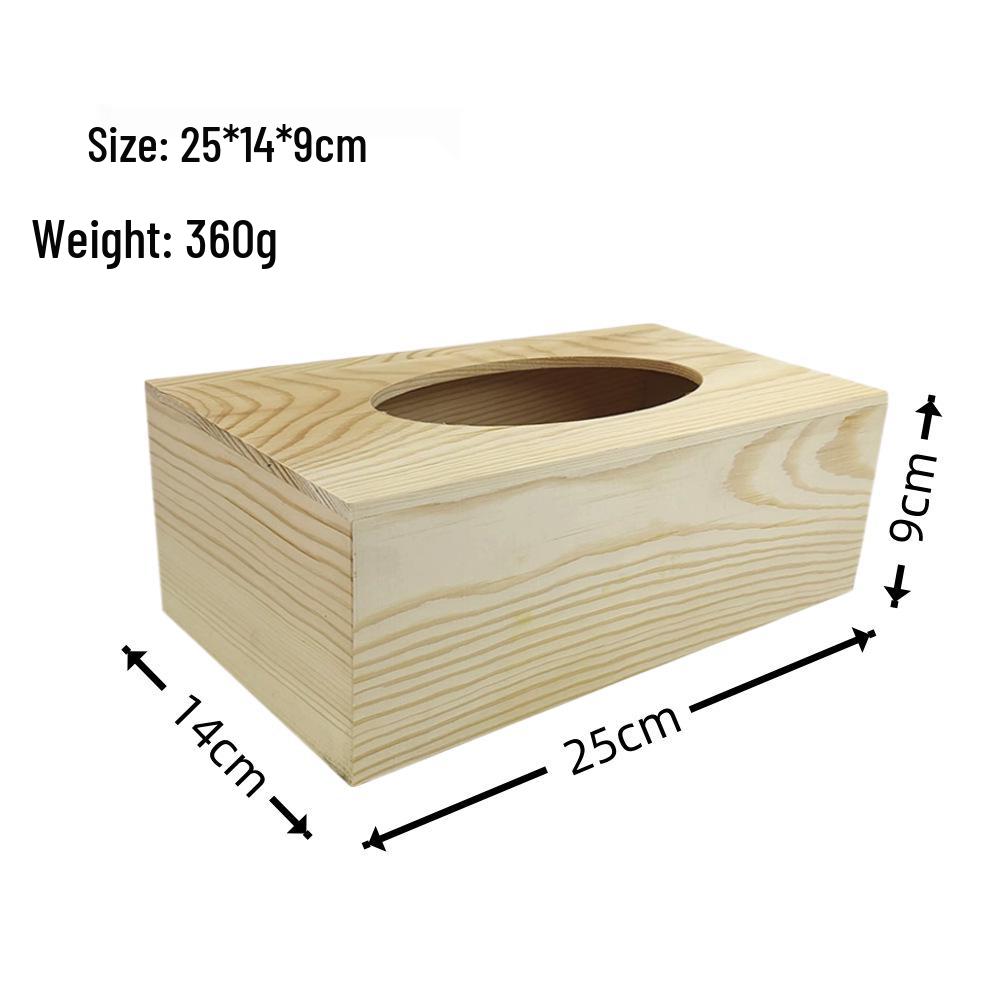 Natural Pine Wood Tissue Box with Oval Opening
