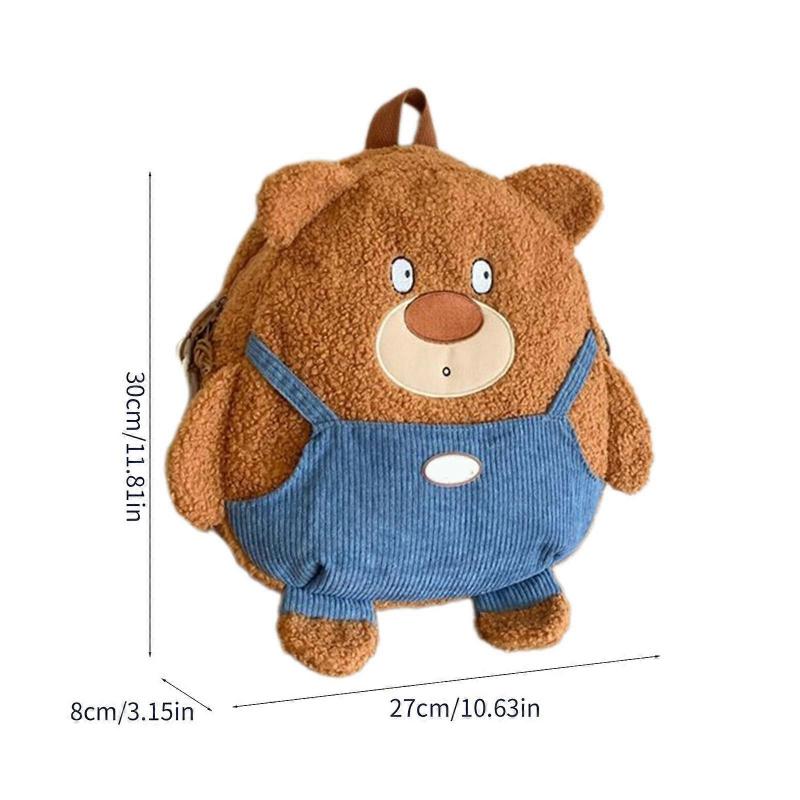 Women Plush Shoulder Bag Girls Cute Animal Crossbody Bag Lovely Cartoon Shopping Bags Japanese Style Bear Backpack Khaki