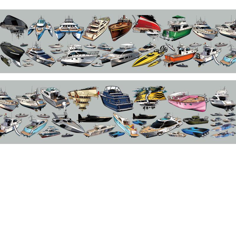 Pet Tape Journal Yacht Collage Decoration Ocean Ship Landscaping Decoration Yacht Decoration Sticker