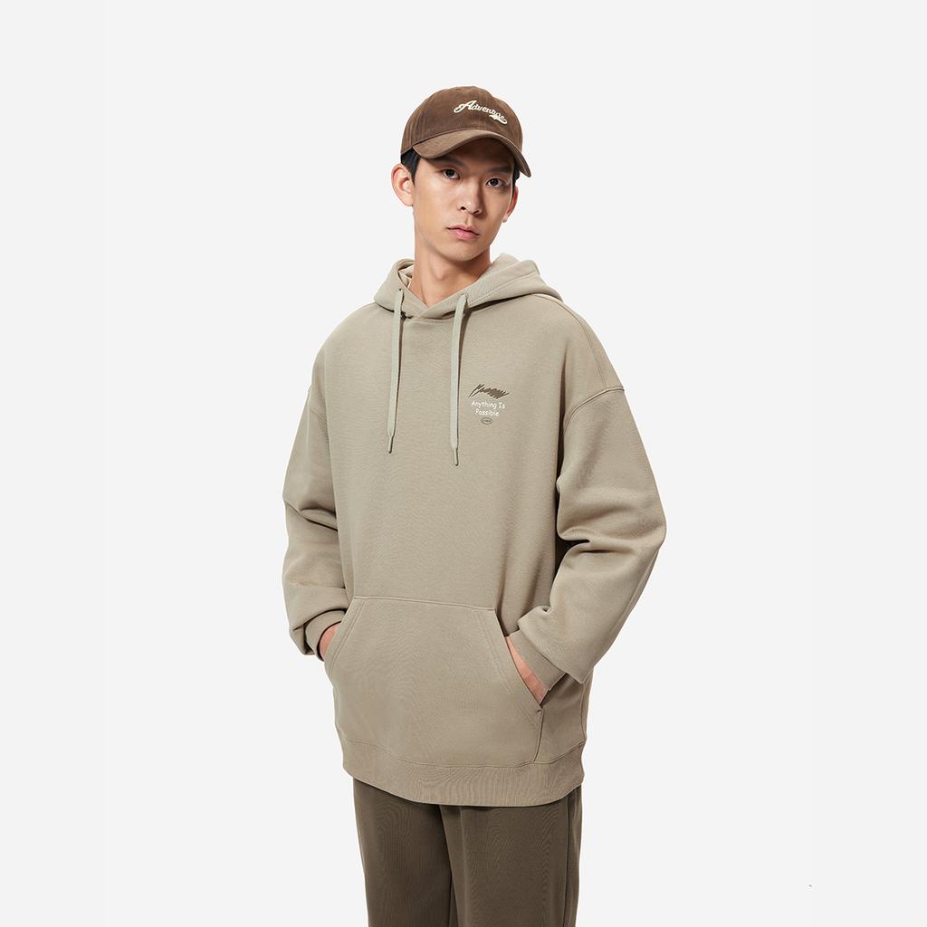 Li Ning Sports Lifestyle Series Antistatic Antibacterial Warm Fleece Comfortable Casual Hoodie Men Hoodies Li-Grass-Color AWDUA05-6