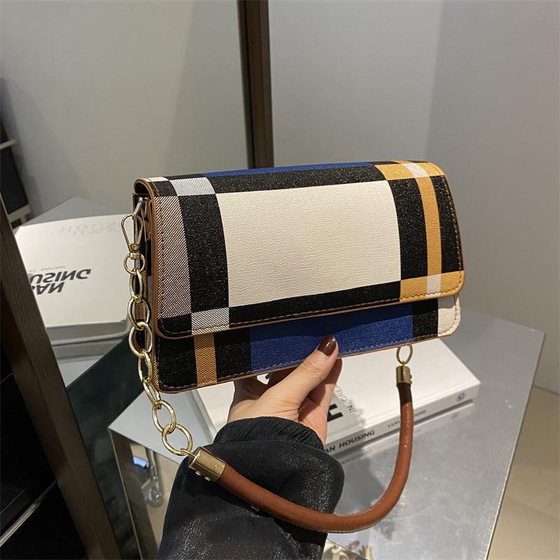 Trendy Fashion Contrast Color Small Square Bag For Women Stylish Summer Handbag