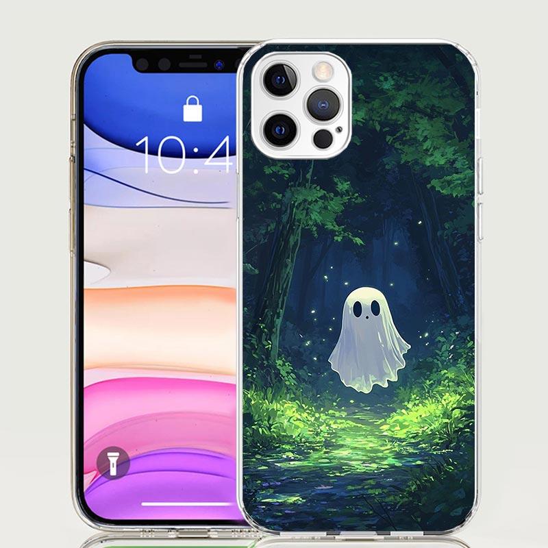 Cute Halloween Ghost Phone Case For iPhone 17 Air 16 15 Plus 11 14 Pro Max 13 Mini 12 7 8 + SE Pattern Art Customized Cover 17 A