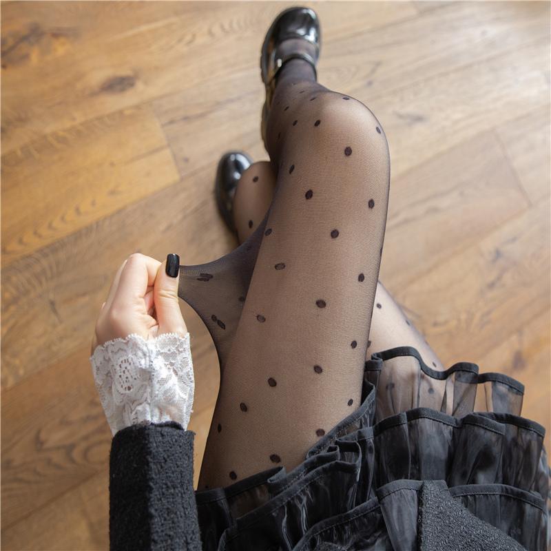 Red Polka Dot Stockings - Spicy Girl Black Mesh Wear, Ultra-Thin Sheer Pure Desire White Base Pantyhose for JK Style