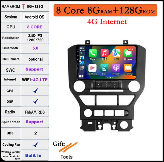 9 Lnch Android 14 For Ford Mustang 6 VI S550 2014 - 2021 Car Radio Multimedia Video Player Navigation GPS Stereo Auto 4G+WIFI