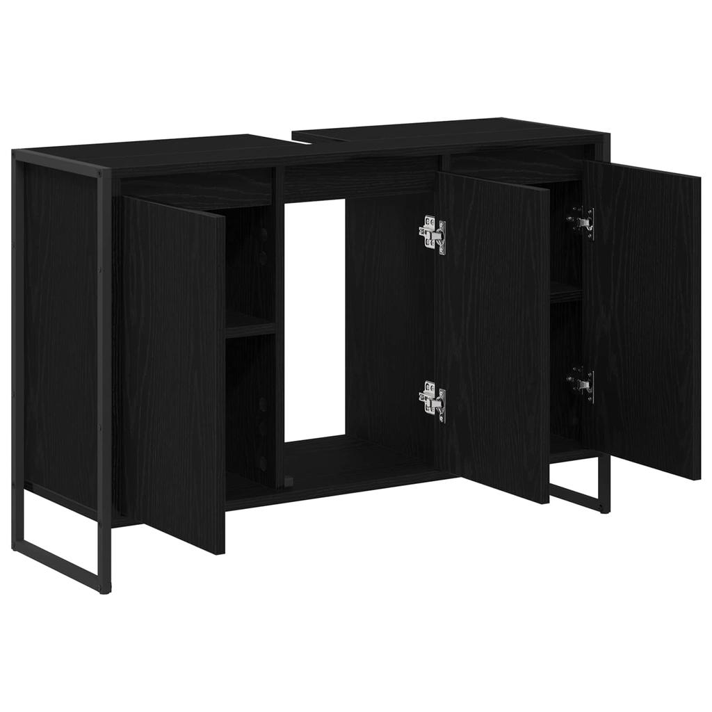Bathroom Cabinet with Door Black Oak Effect 90 X 30 X 60 Cm