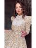 2024 Floral Lace Lapel Slim Fit Dress with Doll Collar