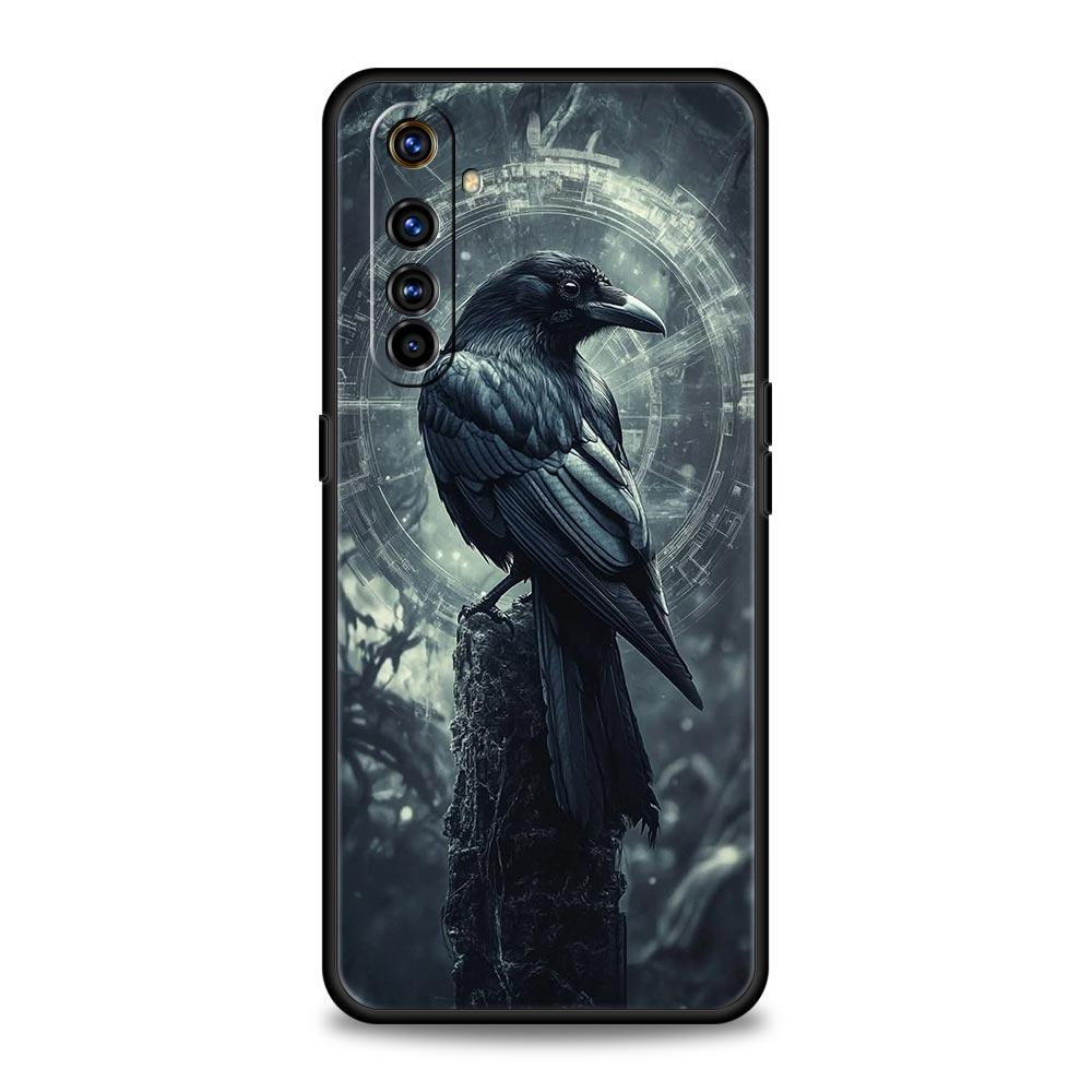 Black Raven Soft TPU For Realme 13 12 11 10 9 Pro Plus GT3 GT2 C21 C25 C35 C53 C55 C67 Pro 5G Phone Case Cover Fundas Capas Bags