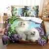 Cat Duvet Cover Set Cute Kitty Theme Bedding Set for Kids Girls 2/3pcs Single Double Queen King Size Comforter Cover Bedclothes