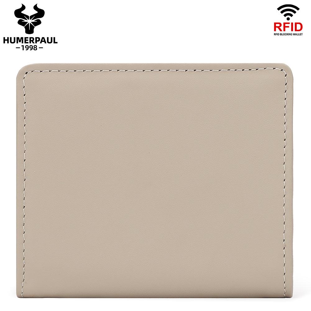 Humerpaul Ladies Clutch First Layer Cowhide Wallet Thin Wallet Large Capacity Coin Bag with Photo Window Coin Purse