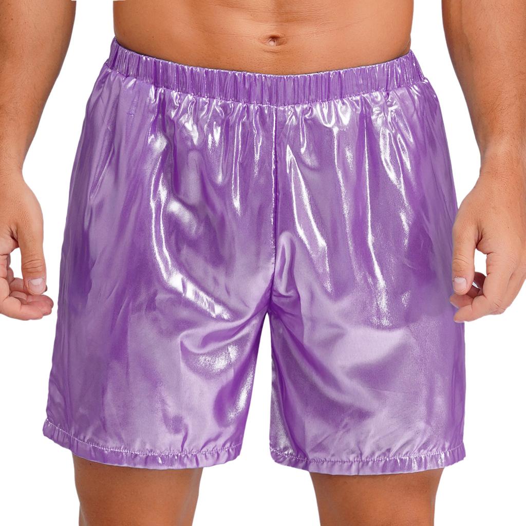 Shorts Boxer Brillants pour Homme Ceinture Élastique Design Poche Latérale Coupe Ample Shorts de Plage Brillants Vêtements d'Intérieur