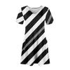 Women's Summer V-neck Casual Beach Dress Short Sleeve Plaid Print Dress