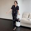 Light Luxury Spring and Autumn Summer Ice Silk Pajamas Women's Long-sleeved Two-piece Set Sweet and Cute Love Set Loungewear Premium