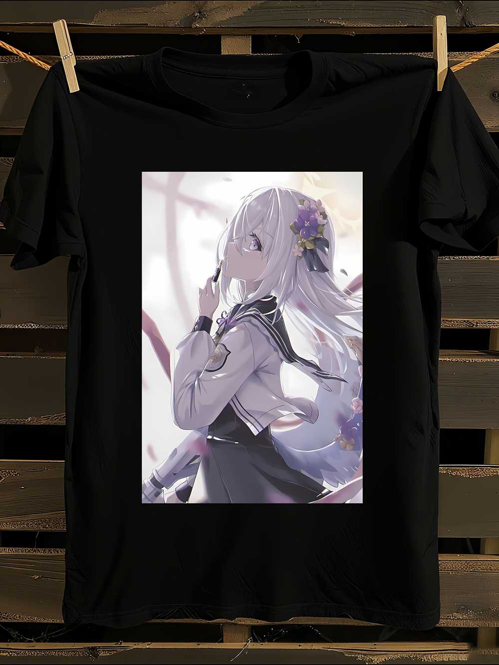 Футболка с персонажем Аниме Сирасу Азуса с синими волосами L