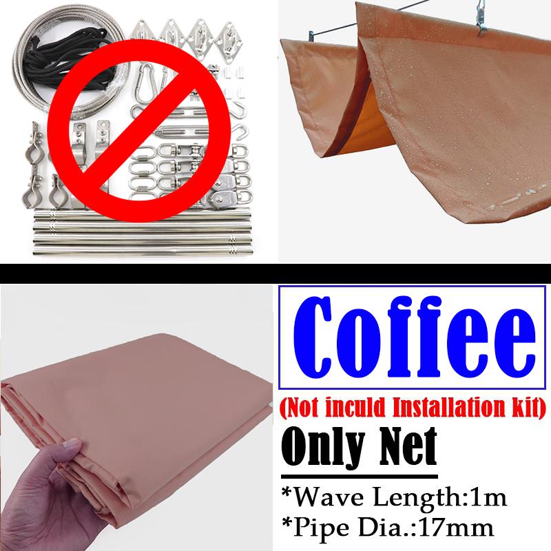 Retractable Outdoor Awning 300D Polyester Rainproof Sun Shade Sail Summer Pergola Shading Canopy Telescopic Wave Sunshade Net