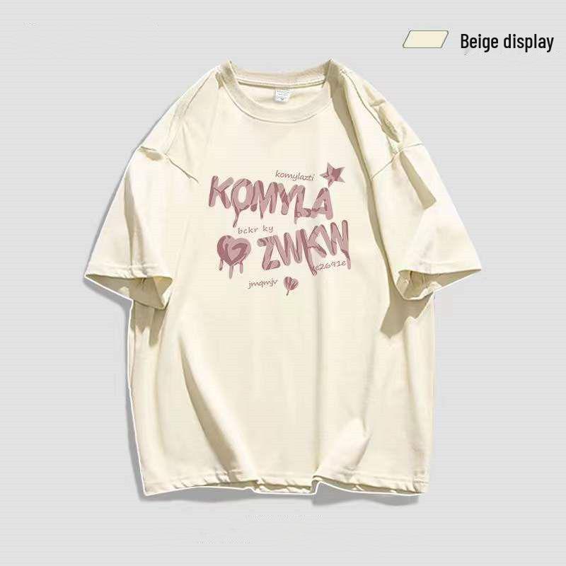 

Хлопковая футболка в японском стиле, светло-розовая, винтажный принт с буквами 2XL for 130-145 jin