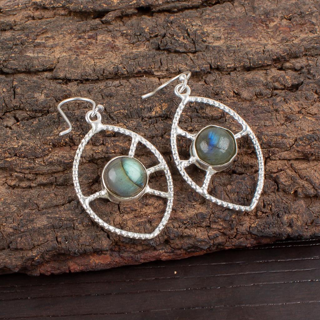 Labradorite Gemstone 925 Sterling Silver Jewelry Handmade Women Earrings 2.00" EE-52-26