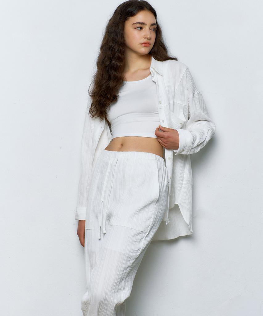 MANAVIS7 Loen Banding Pants [White]