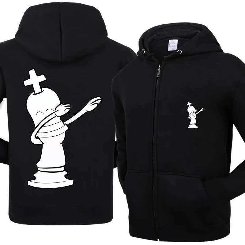 

Плюс размер King Chess Shirt Daping King принт с капюшоном куртка на молнии мужская мода с капюшоном свободная мужская одежда