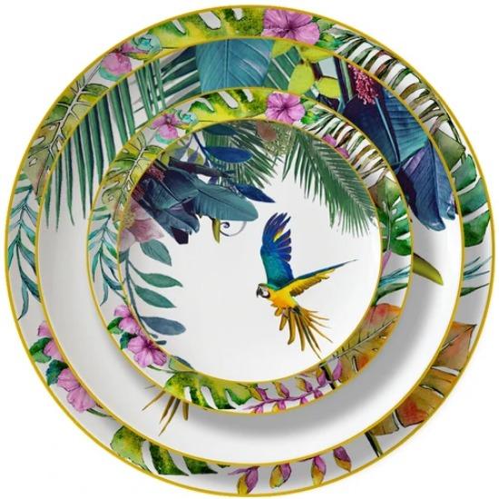 Ceramic Overglazed Color Figure Tableware Set Hand Painted Parrot Household Dinner Plate Steak Plate Coffee Set Set