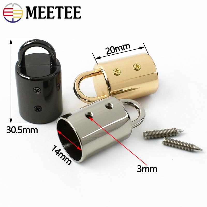 Meetee 5-30Pcs 14mm Metal Cord Lock Buckle Bag Strap Stoppers Handbag Tassel Clasp Webbing Connector Hook Hardware Accessory