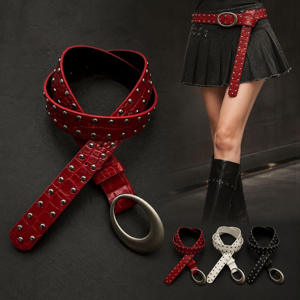 PU Leather American Retro Belt Rivets Waist Belt Trendy Women Niche Belts For Jeans,Skirt