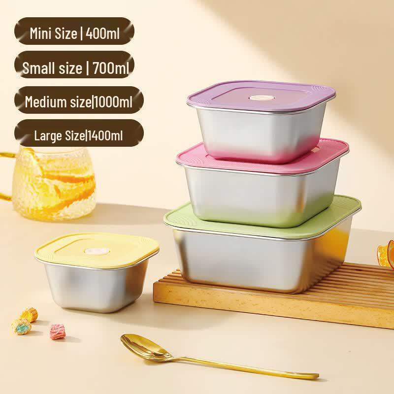 Ru Han 316 Stainless Steel 4-Piece Airtight Food Storage Container Set