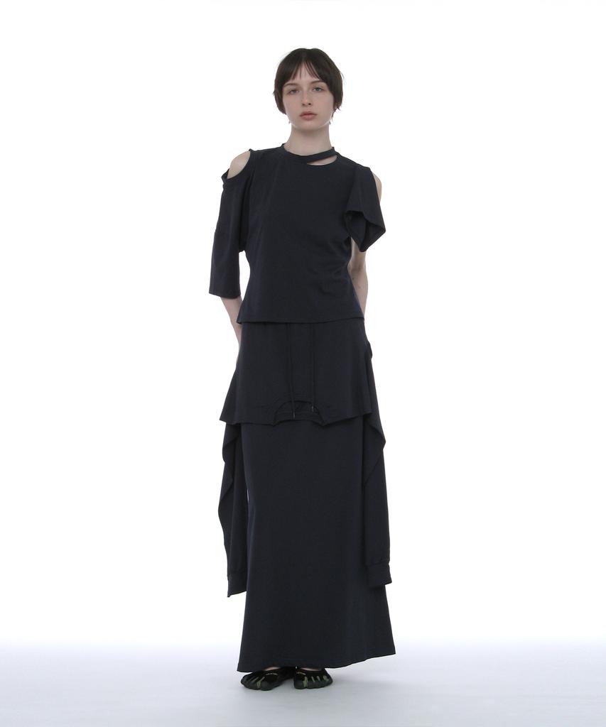 Partimento Woman Deconstructed Tee Maxi Skirt_Navy