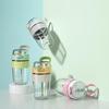 FUGUANG 440ml Portable Single-Layer Glass Coffee Cup with Straw