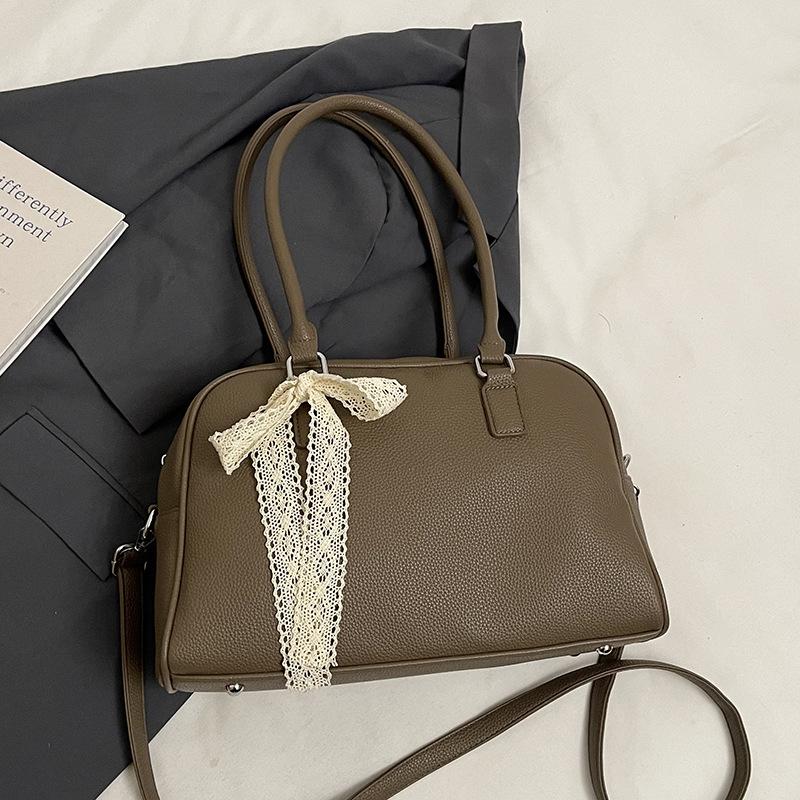 

2025 Super Fire Premium Sense Casual Simple Style Solid Color Portable Boston Bag Large Capacity Versatile Commuter Messenger Bag