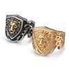 2026 European and American Retro Gold Lion Head Titanium Steel Ring, Men's Ring Jewelry