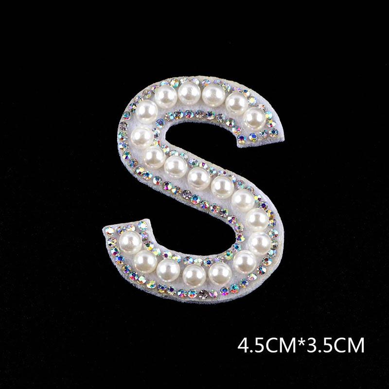 Toppe Con Perle Con Lettera A-Z Strass Ferro Da Cucire Su - Foto 10