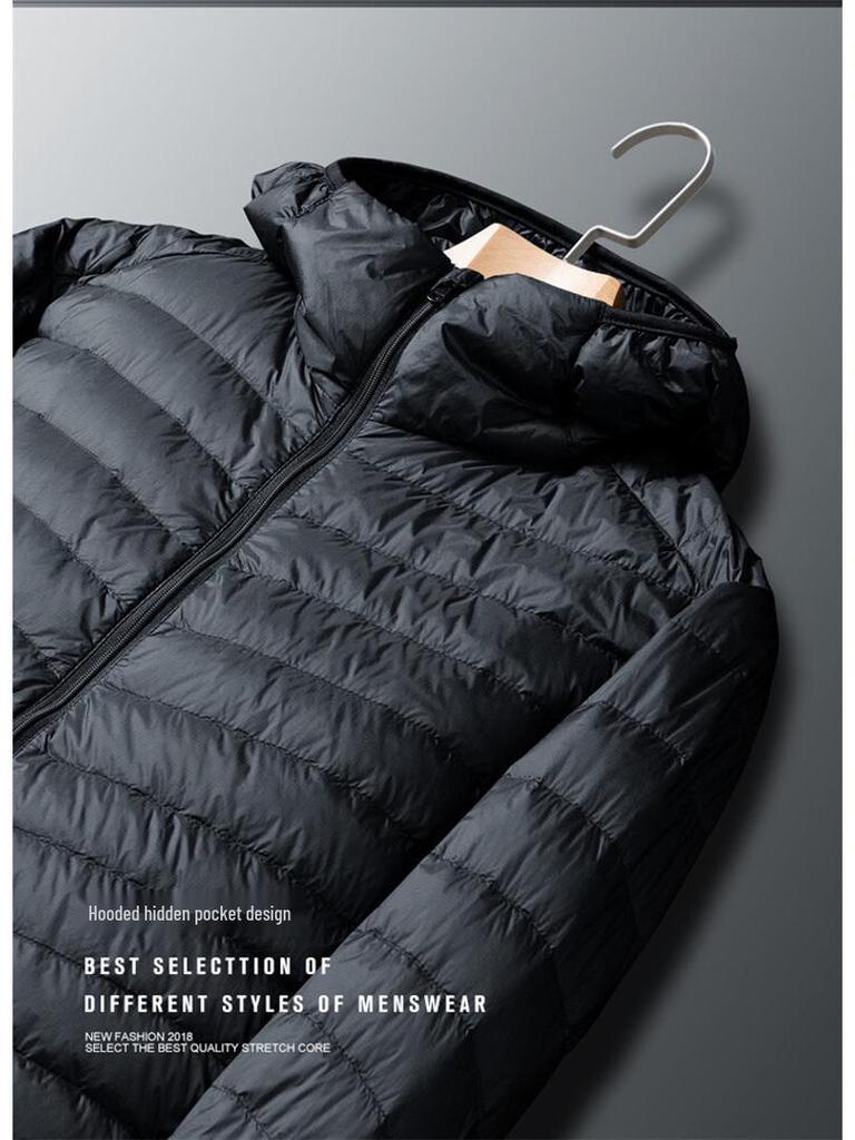 Men's Hooded Lightweight Down Jacket - 2025 Autumn/Winter White Duck Down