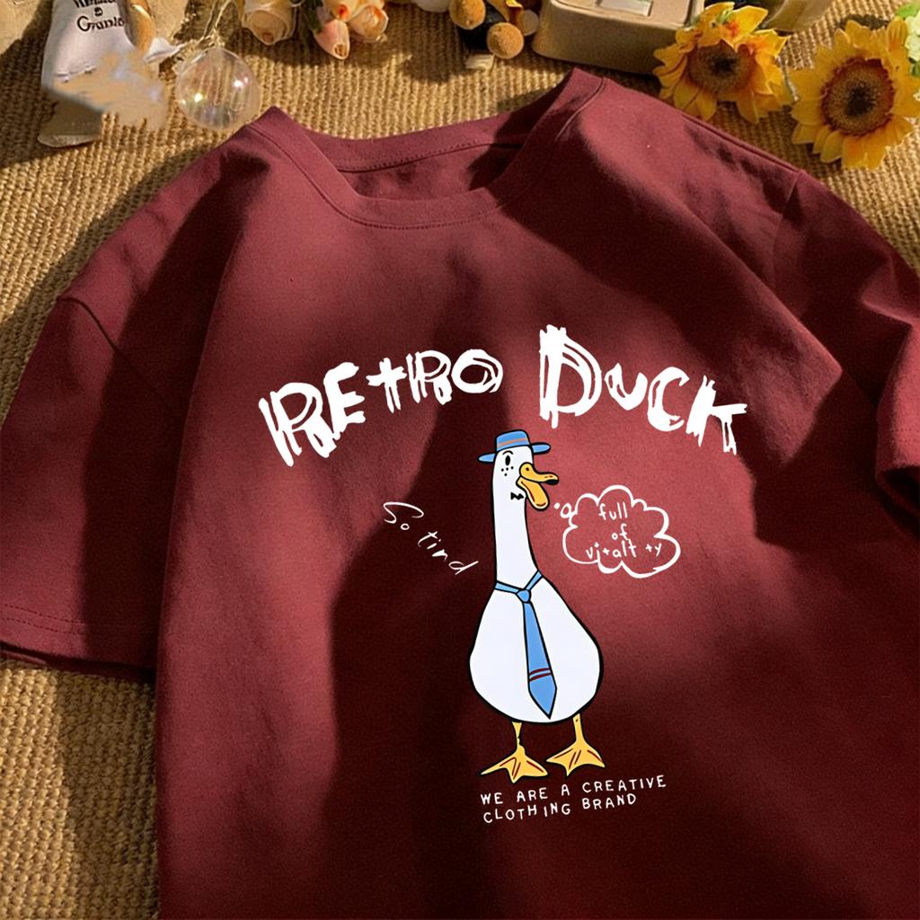 Retro Duck We Are A Creative T Shirt Unisex Summer All-Match Tee O-Neck Fashion Short Sleeve Cotton Loose Unisex Colour T-Shirts