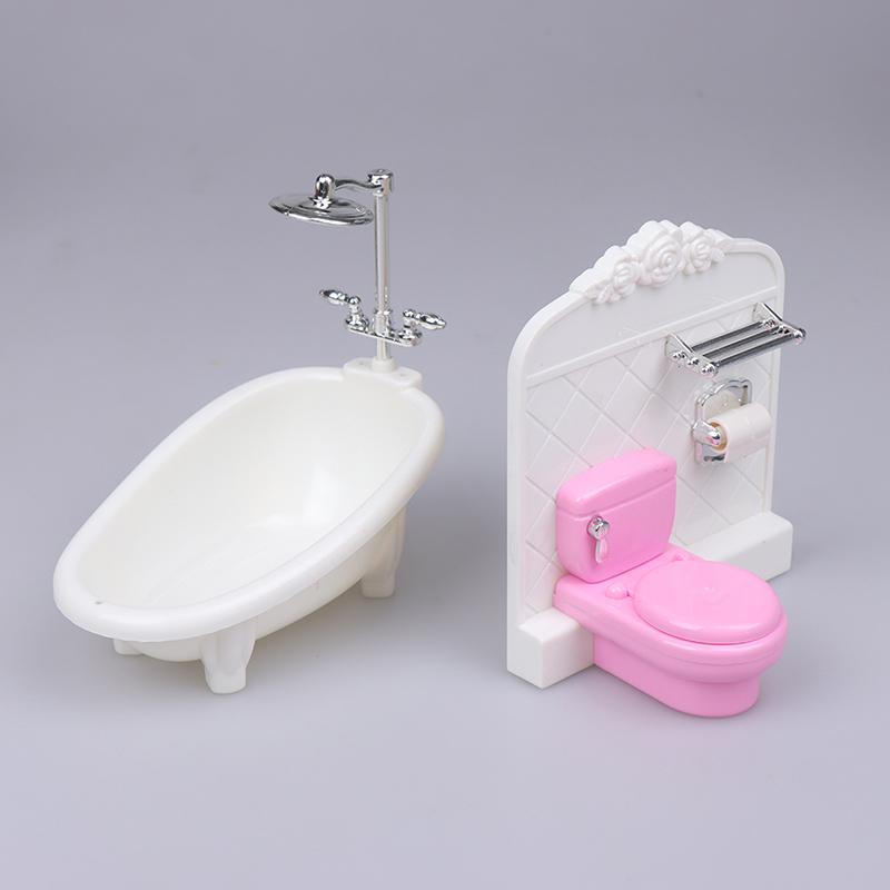 16Cm Doll House Home Furnishings Bathtub Washbasin Toilet Matching Model