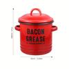 Oil Pot With Strainer, 1pc Lard Can, Enamel Grease Container With Lid, Retro Large Capacity Multifunctional Storage Tank