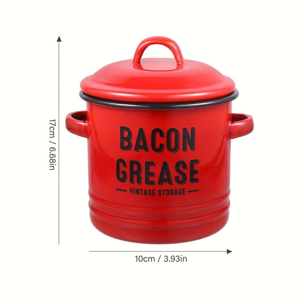 Oil Pot With Strainer, 1pc Lard Can, Enamel Grease Container With Lid, Retro Large Capacity Multifunctional Storage Tank