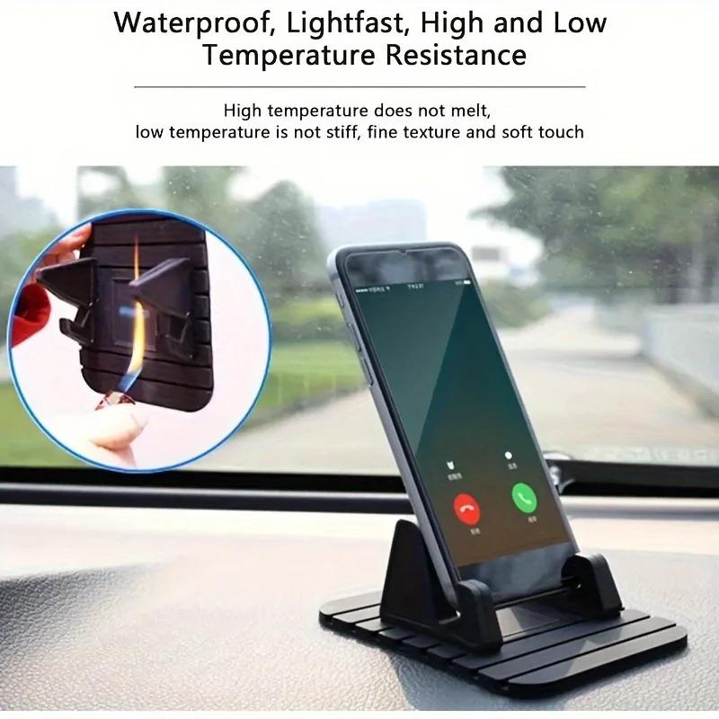 Silicone Car Dashboard Pad with Phone Holder - Multi-Functional Anti-Slip Bracket for Seats & Desktop (Detachable)