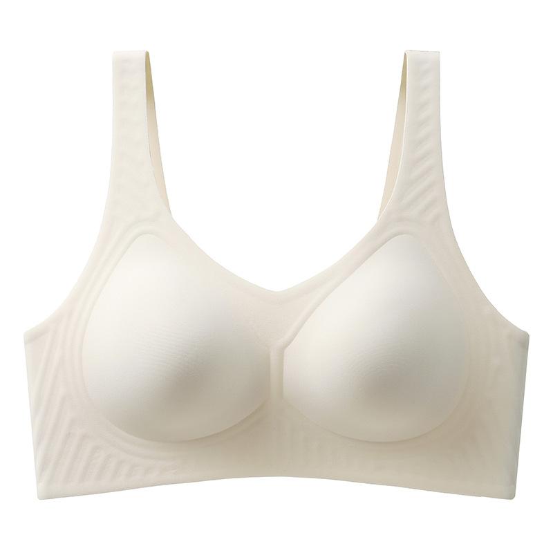 

Traceless big chest sports vest without steel ring beautiful back sleep bra cover light and thin M size 34/75ab (recommended weight 45-50kg ) молочный белый
