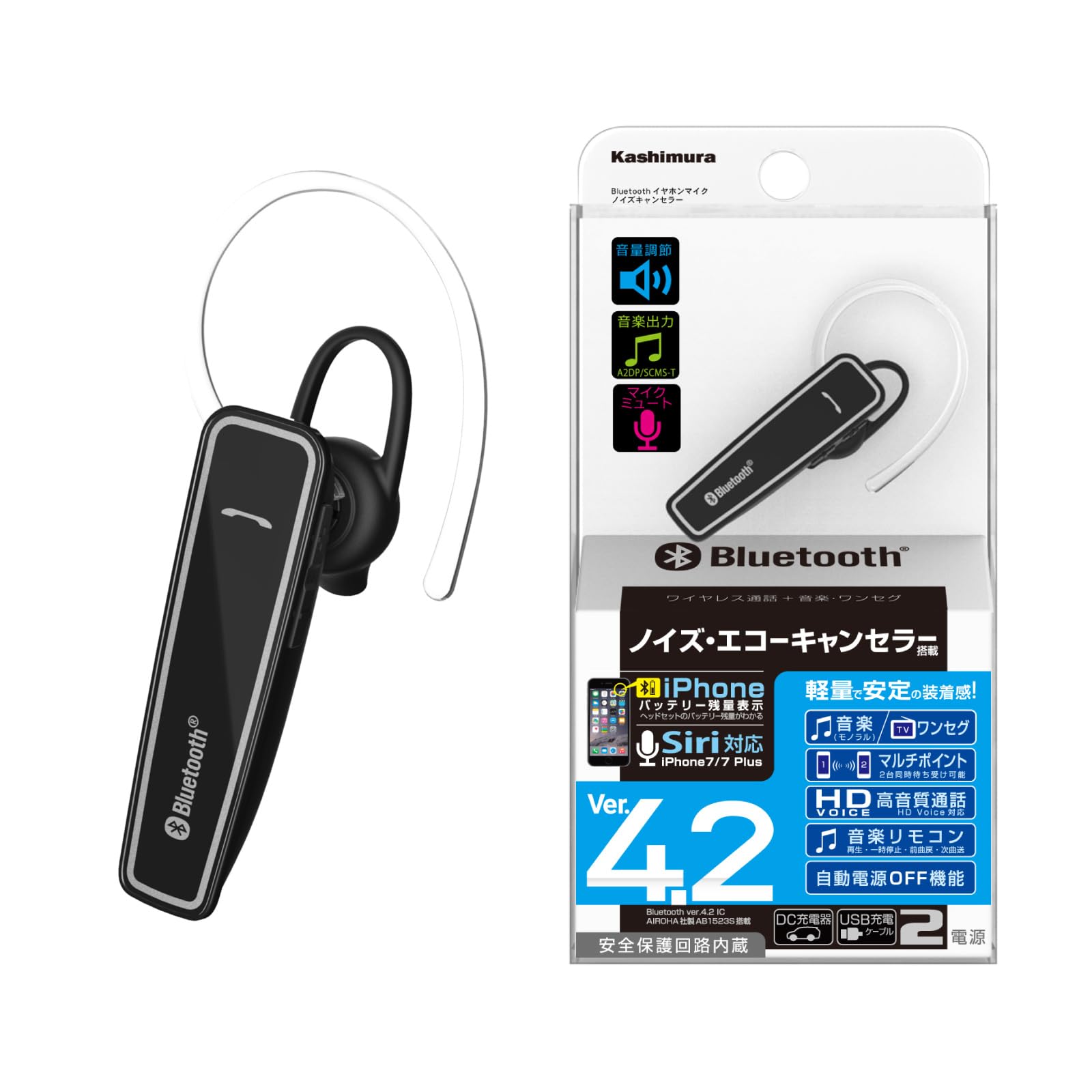

Kashimura Bluetooth наушники микрофон шумоподавитель NBL-61 NBL-61 чёрный