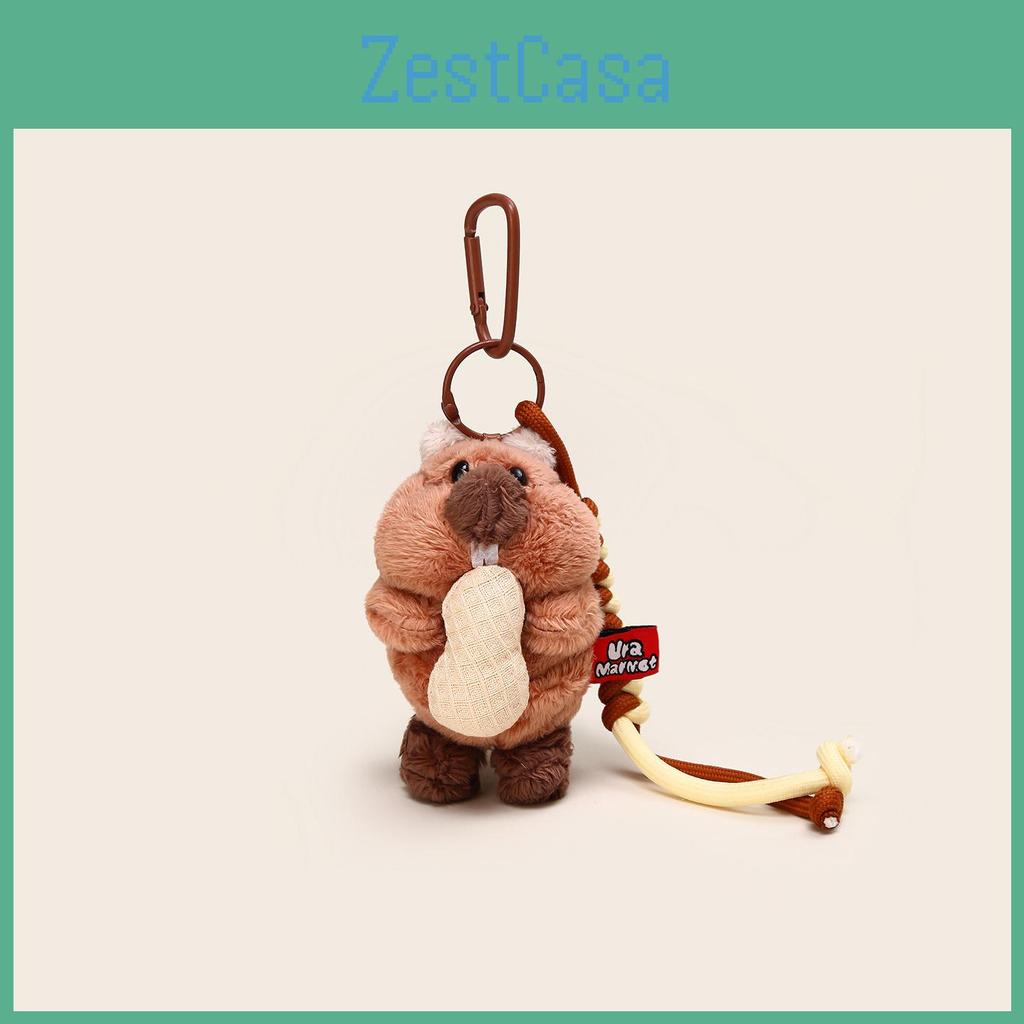 Cute Cartoon Eating Peanuts Groundhog Plush Toy Pendant Keychain For Bag Decor And Gifts