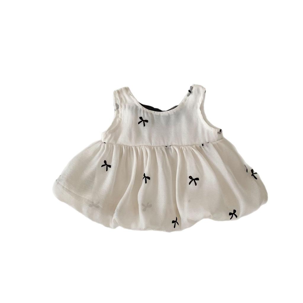 Girls Summer Two Piece Set with Bow Tank Top and Bloomer Shorts