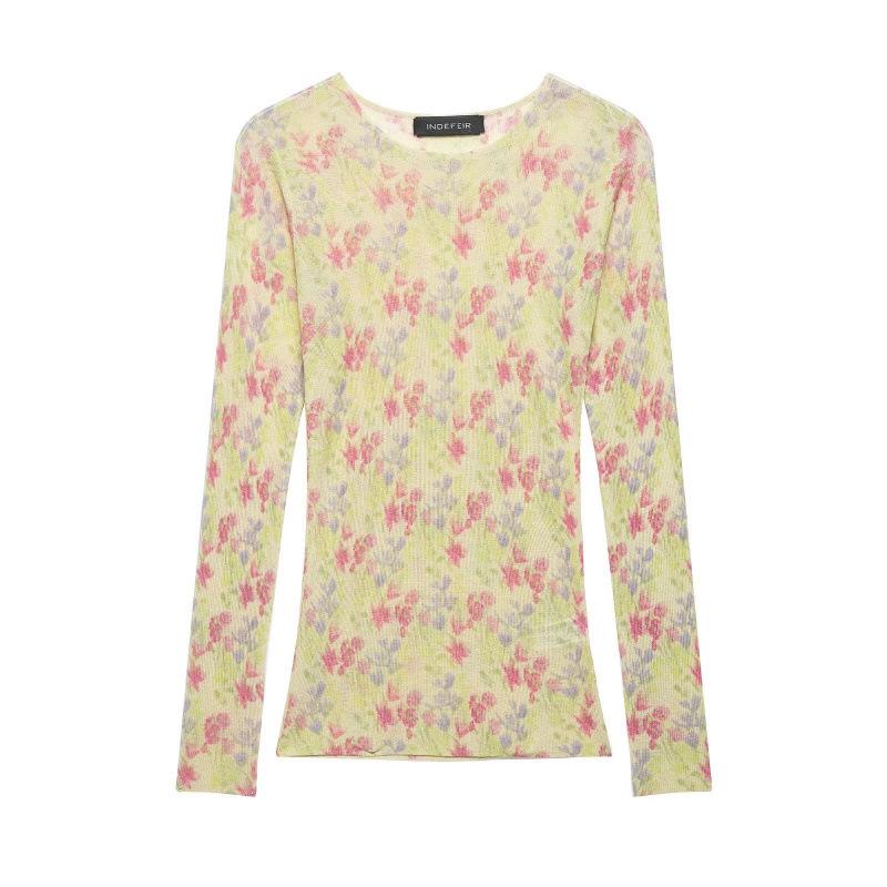 2026 Spring Floral Knit Top - European & American Fashion Medium