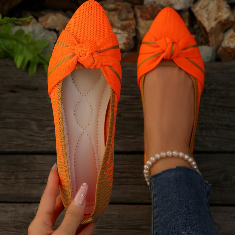 Frühling und Herbst Damen Schleife Gestrickte Arbeitsschuhe Bequeme und Atmungsaktive Schuhe