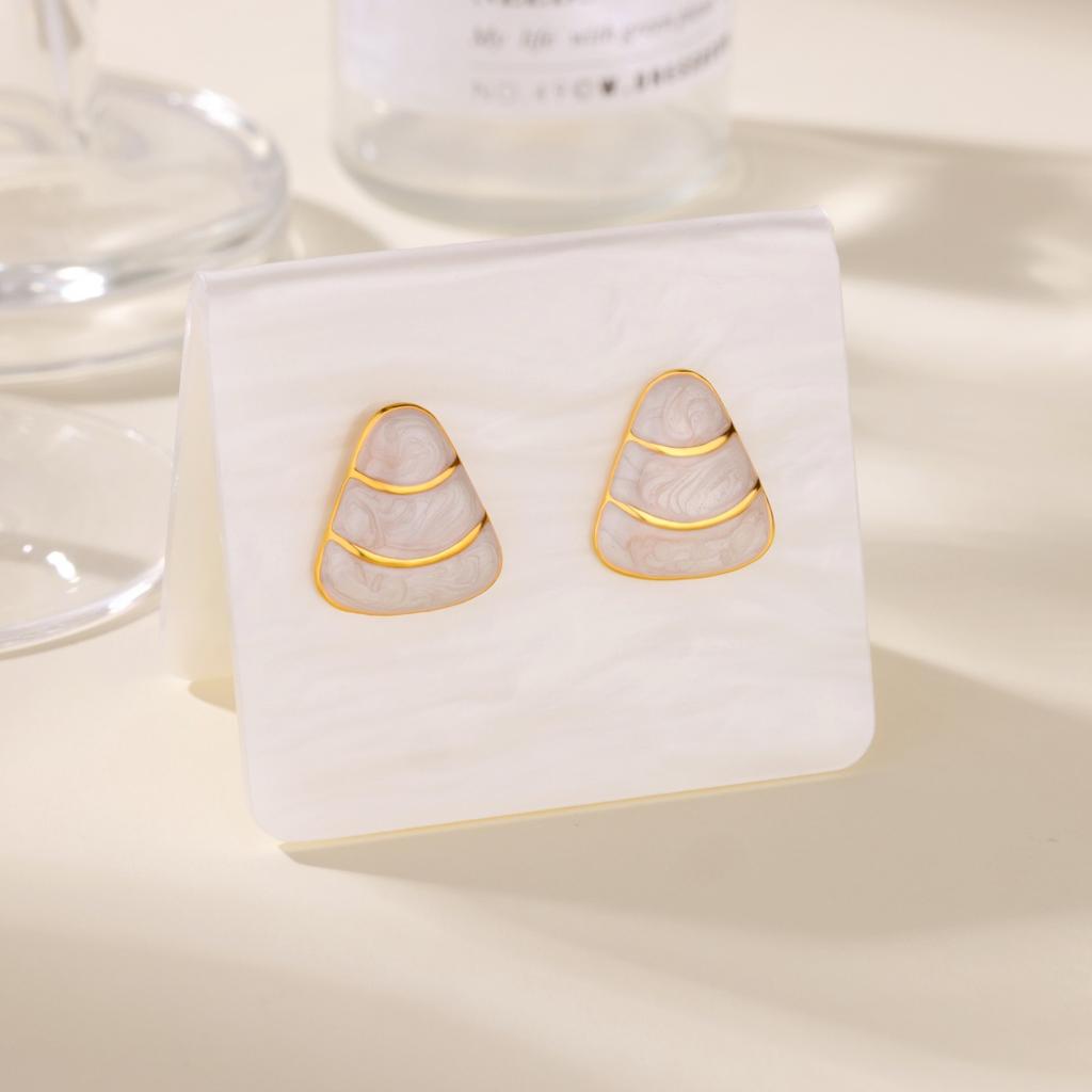 18K Gold‑Plated Stainless‑Steel Triangle Drop Women Earrings, Stylish Simple High‑Sense Versatile Ear Jewelry