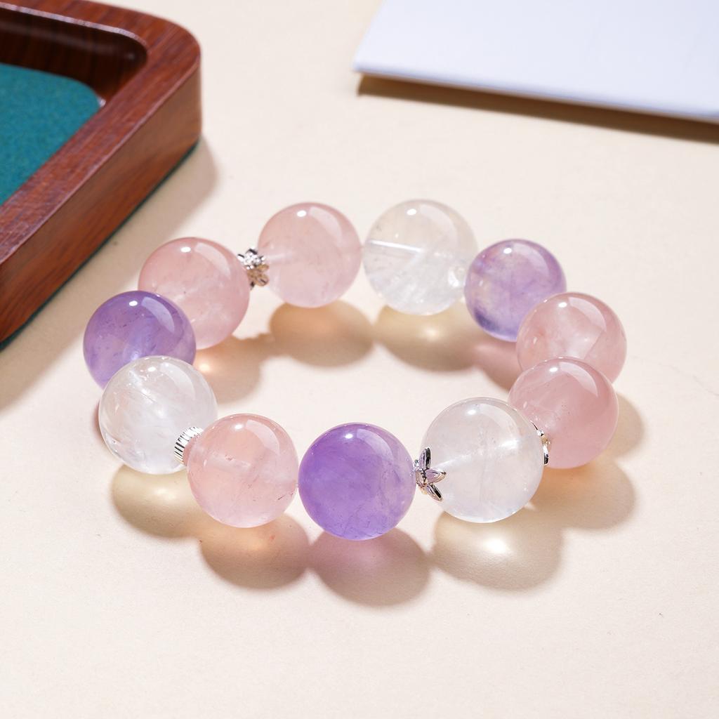 Natural Crystal Amethyst Clear Quartz Rose Quartz Beads Bracelet Fashion Crystal Crafts