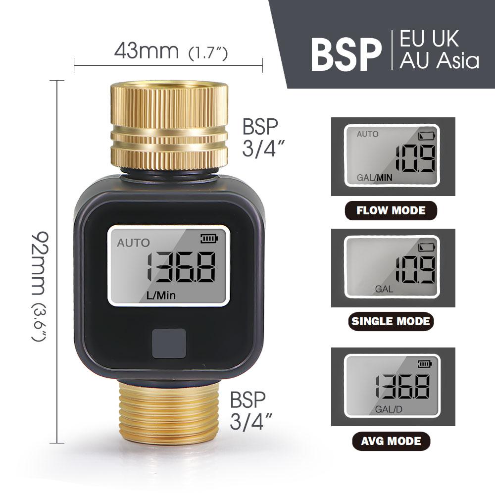 3/4″ Water Flowmeter NPT/BSP Brass Movable Joint Consumption & Flow Rate Garden Irrigation Hose Water Gun Sprinkler Taps Fitting