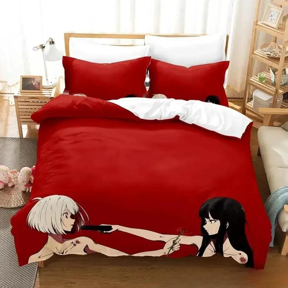Trendy Modern Single Twin Full Queen King New Lycoris Recoil Size Bed Aldult Kid Bedroom Sets Anime Quilt