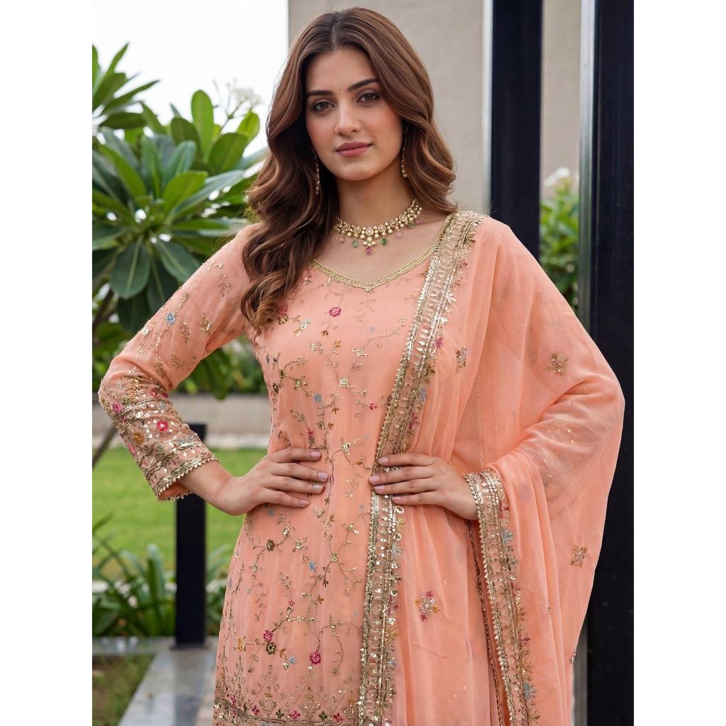 Desigenr Indian Pakisatni Sharara Suit Bollywood Wedding Wear Salwar Kameez