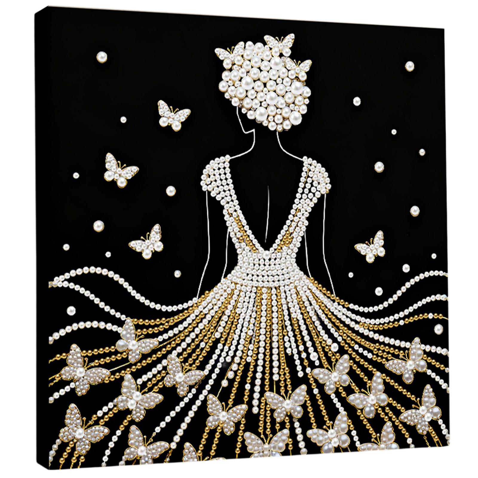 DIY Pearl Gem Art Diamond Painting Kits for Adults Home Decor Diamond Painting Gem Art 25x25cm With Frame